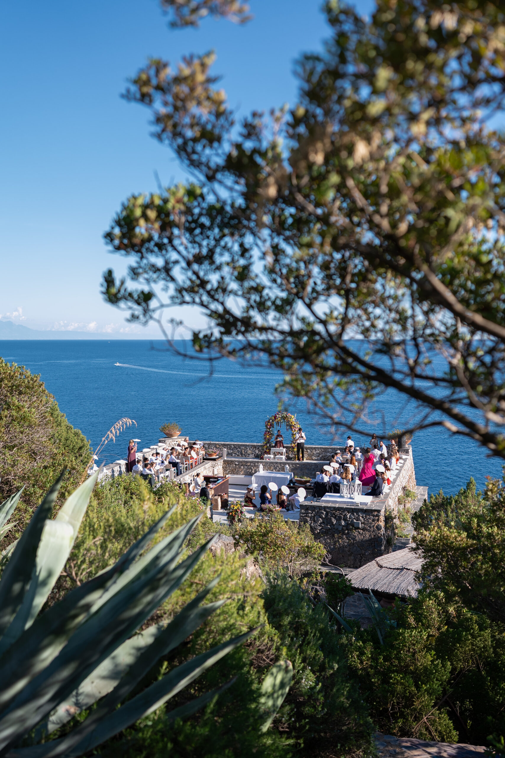 Sea view wedding reception at Tenuta Punta Galera in Palinuro