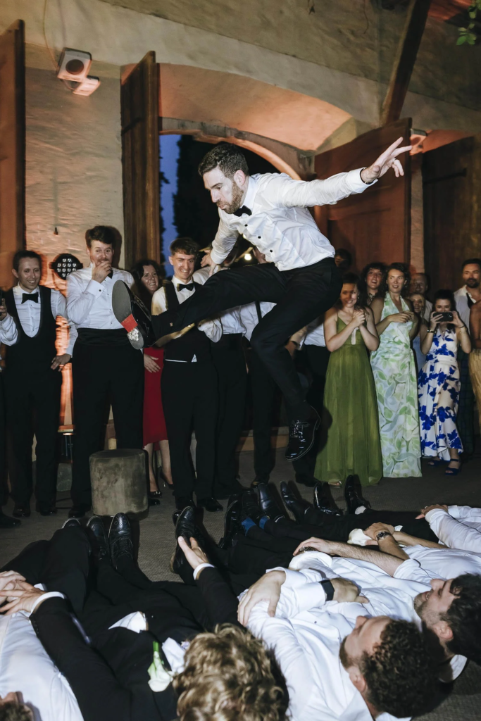 Israeli dancing during Adam and Bex’s Jewish wedding at Villa Grabau