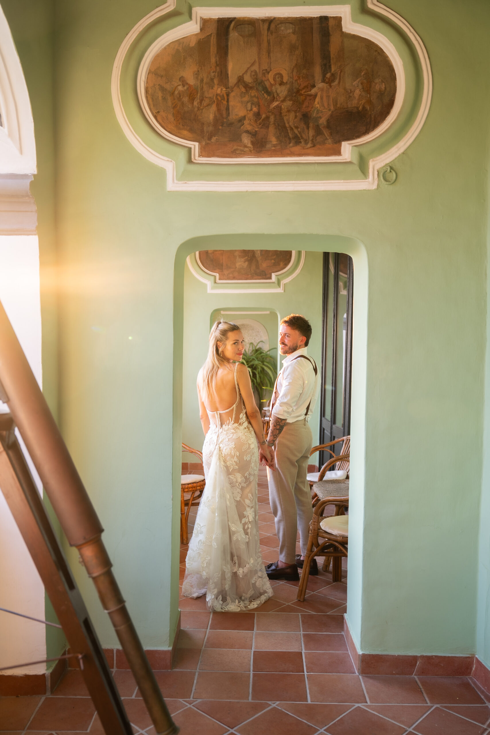 Editorial portrait of Adam and Polly inside Domus Laeta