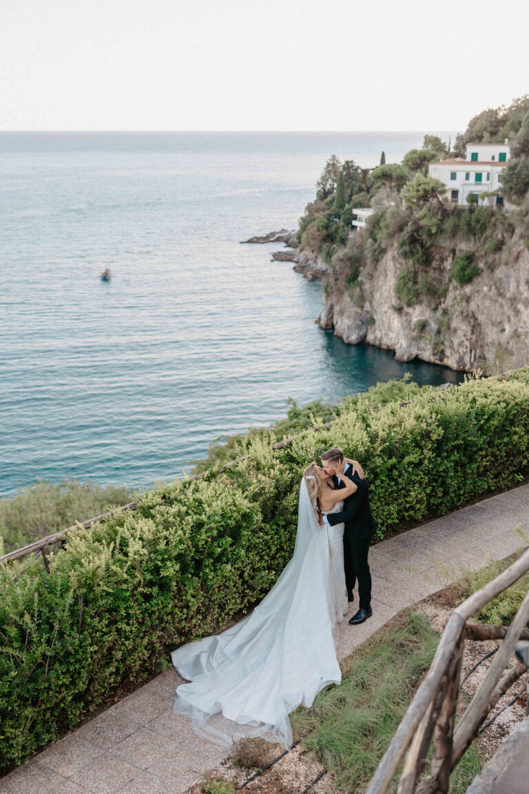 Luxury wedding ceremony at Giardini del Fuenti on the Amalfi Coast